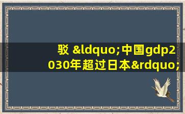 驳 “中国gdp2030年超过日本”论